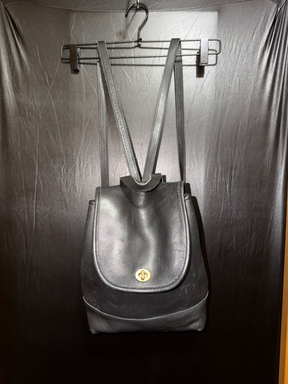 AUTHENTIC COUCH Classic Black Leather Backpack.